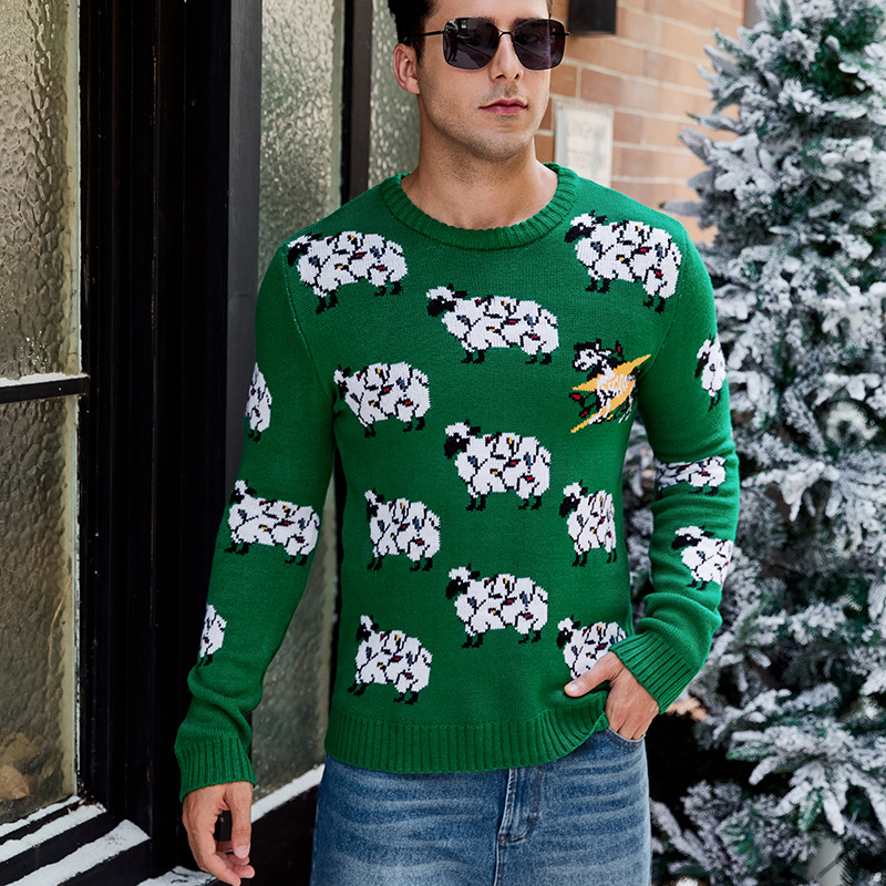 Men's knitted sweater with animal motif