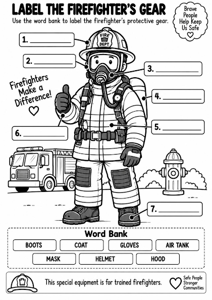 Firefighter Gear Labeling Worksheet