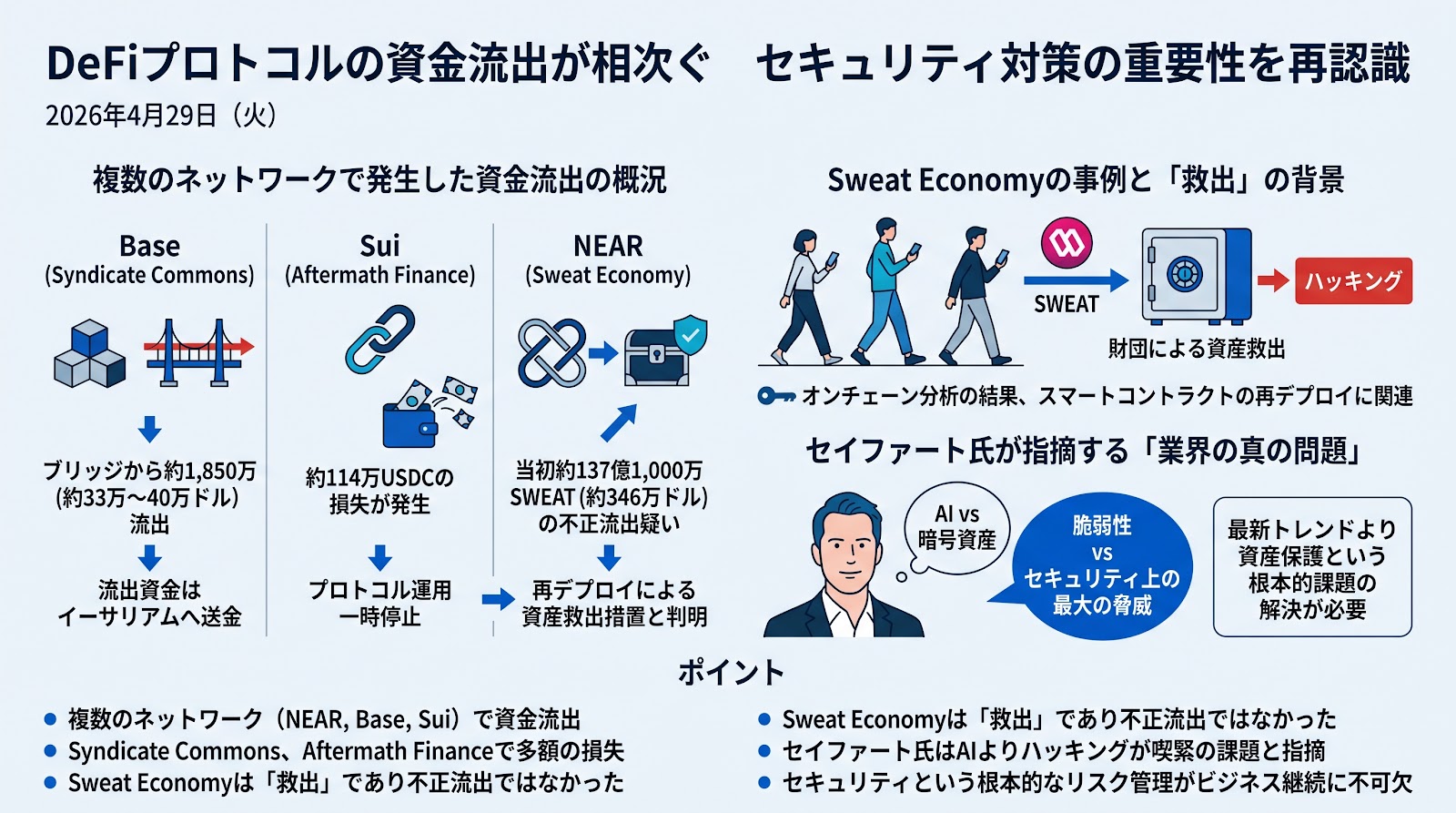 DeFiプロトコルの資金流出が相次ぐ セキュリティ対策の重要性を再認識