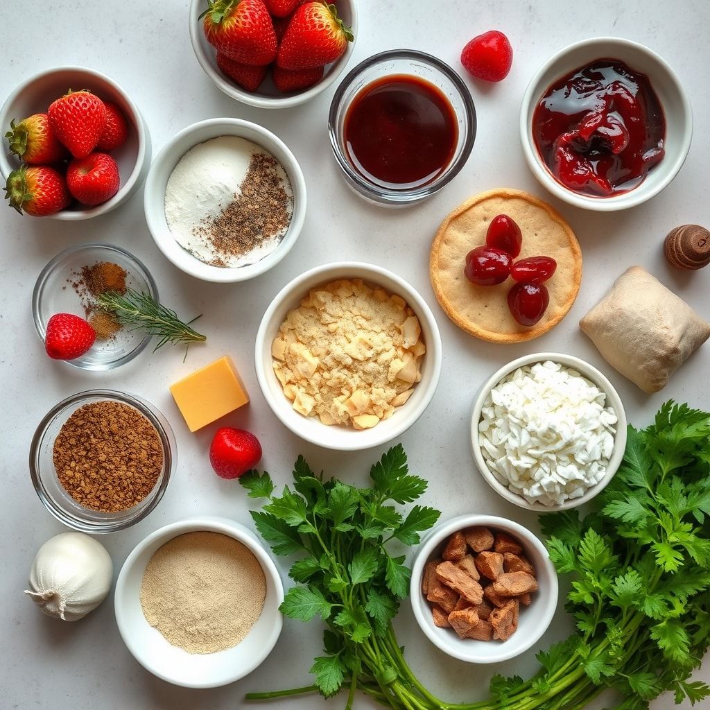 Ingredients for Homemade Strawberry Shortbread Cookies with Jam Filling (Easy Family-Friendly Dessert)