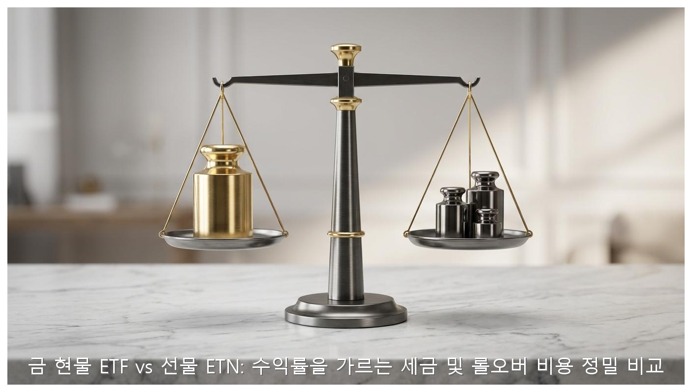 금 현물 ETF vs 선물 ETN: 수익률을 가르는 세금 및 롤오버 비용 정밀 비교 핵심 안내 및 분석 인포그래픽 (5)