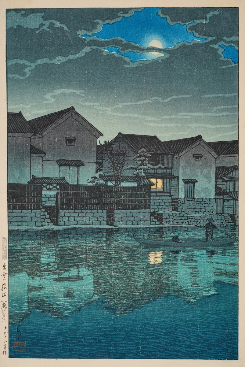 Izumo Matsue oborozuki Hazy moon at Matsue in Izumo 1924