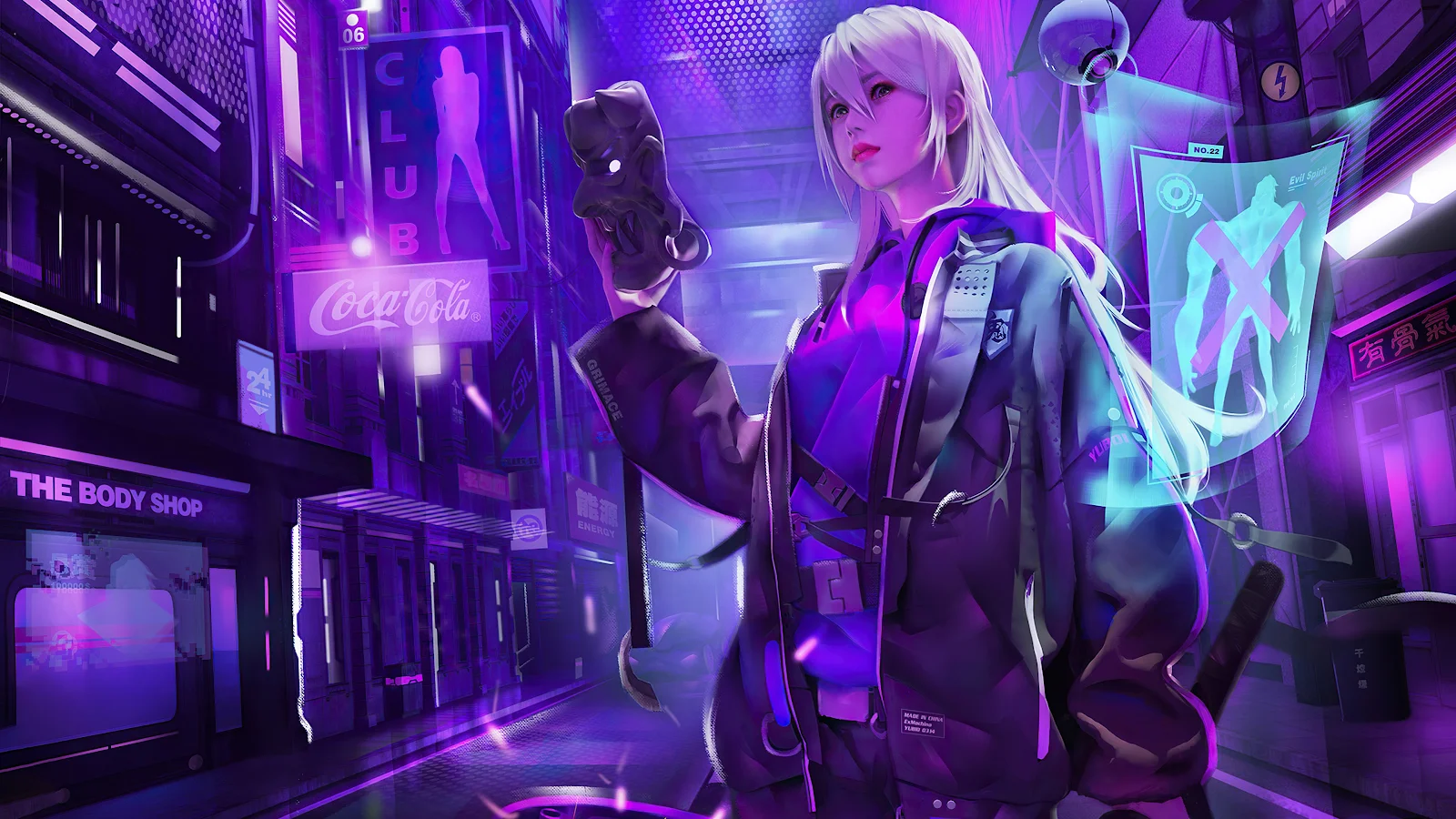 Scifi Cyberpunk Neon Art 4K Desktop Wallpaper Background [3840x2160] Free Download