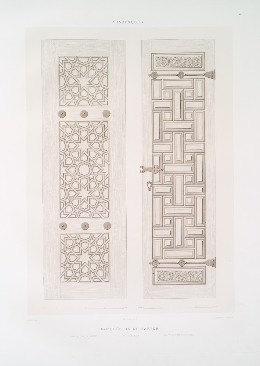 Arabesques mosquée de Sy Saryeh ventail dun volet ventail dune armoire XVIe sièc