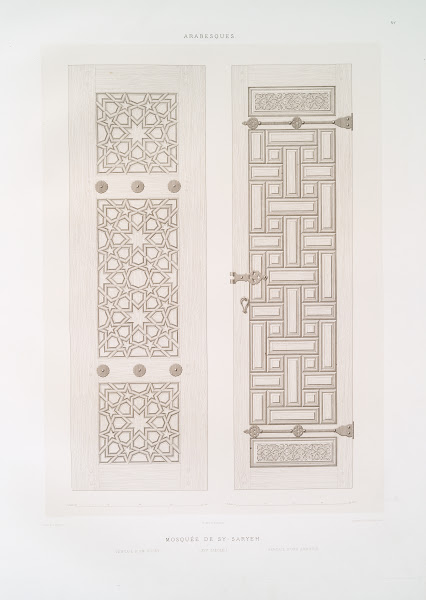 Arabesques mosquée de Sy Saryeh ventail dun volet ventail dune armoire XVIe sièc