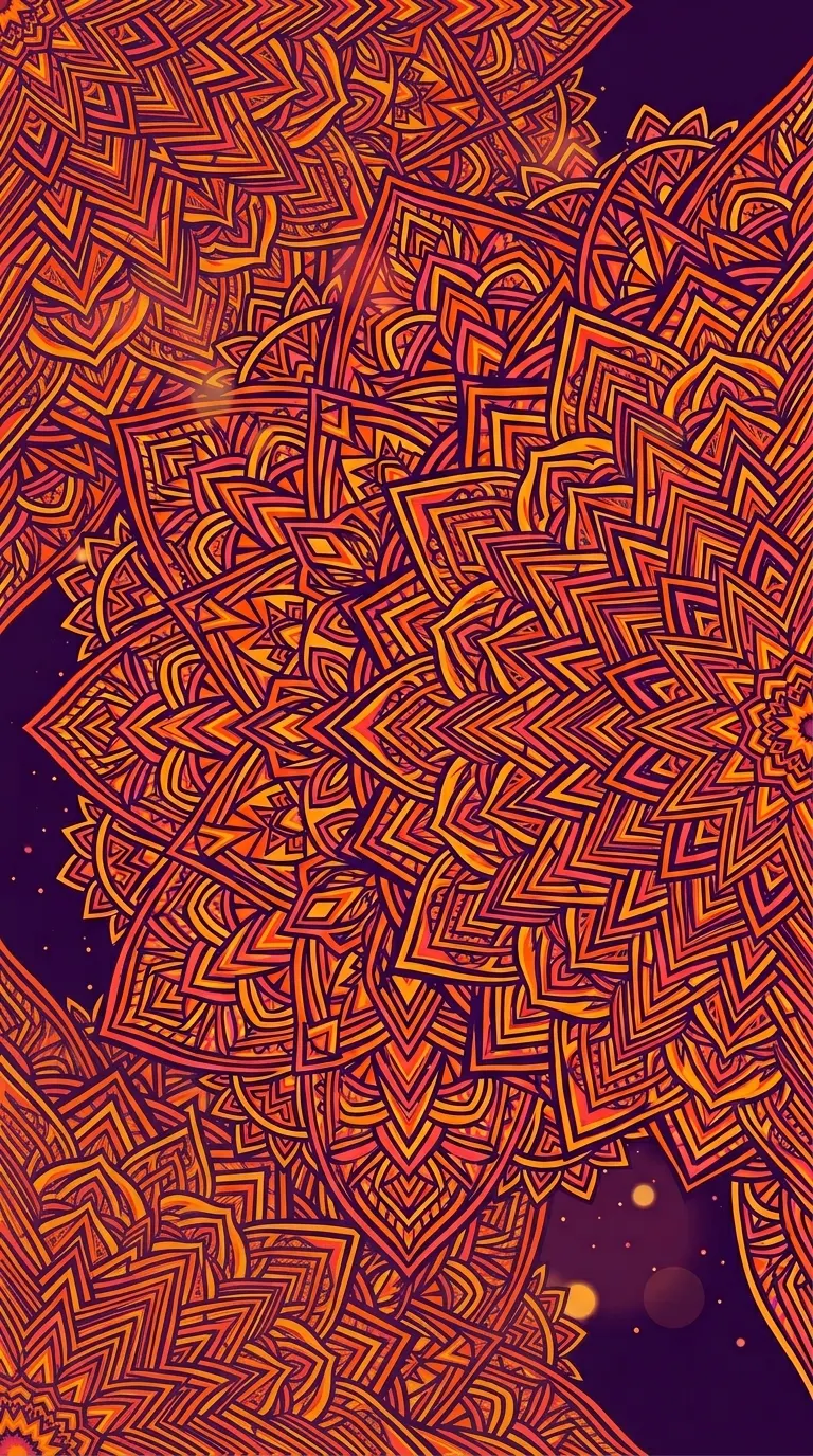 Intricate Purple and Orange Mandala Pattern Background - Free 4K mobile Wallpaper