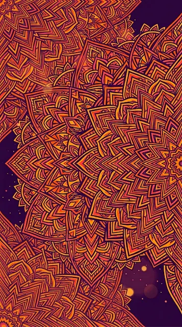 Intricate Purple and Orange Mandala Pattern Background