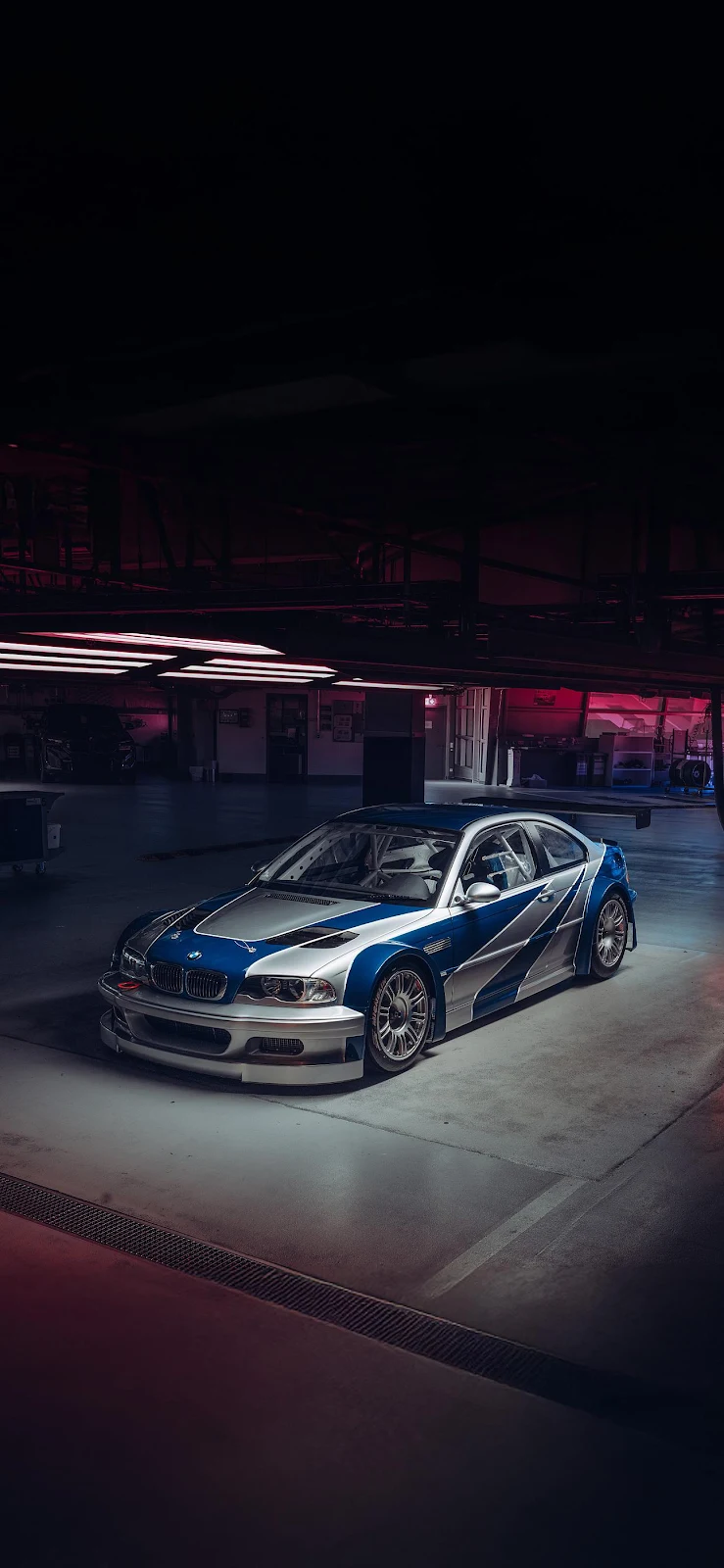 BMW M3 GTR In Dark Garage - Automotive Photography Full HD iPhone Wallpaper (1292x2799)