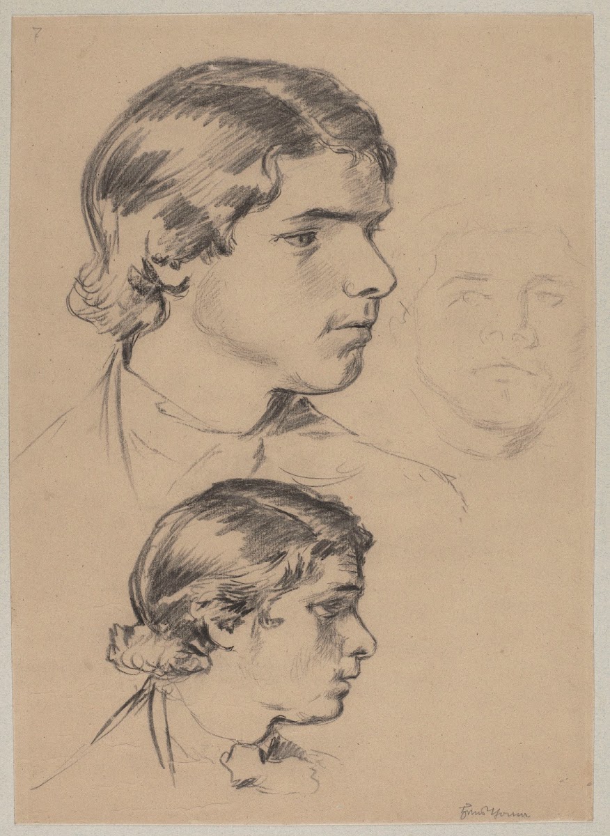 Three Studies of Young Mans Head 1882