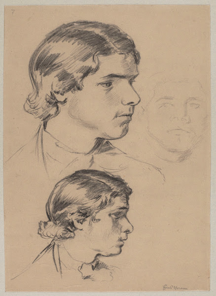 Three Studies of Young Mans Head 1882