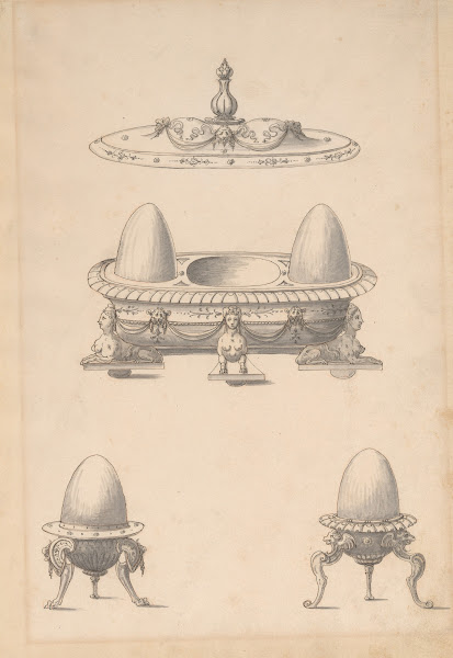 Design for Parade Egg Cups and Combined Egg Cup and Salt Cellar with Lid 16th ce
