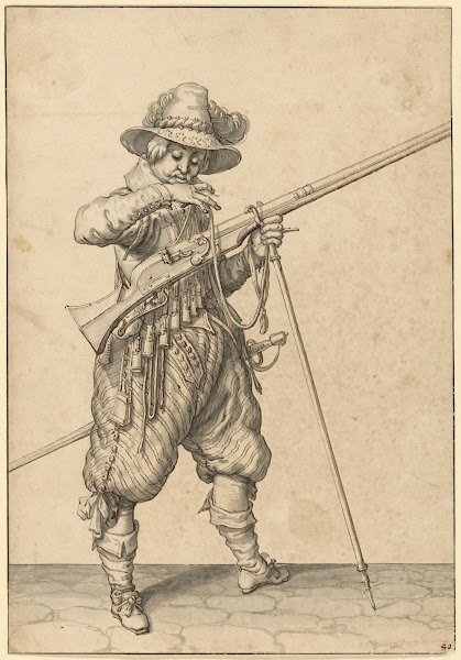 A Soldier on Guard Blowing the Match 1597