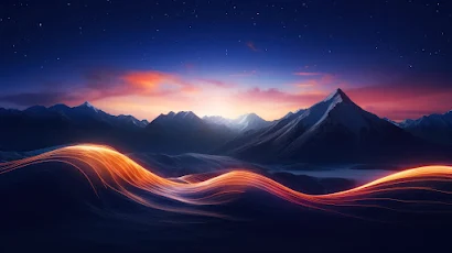 Ai Art, Mountains, Sky, Sunlight, Clouds 4K Wallpaper Background