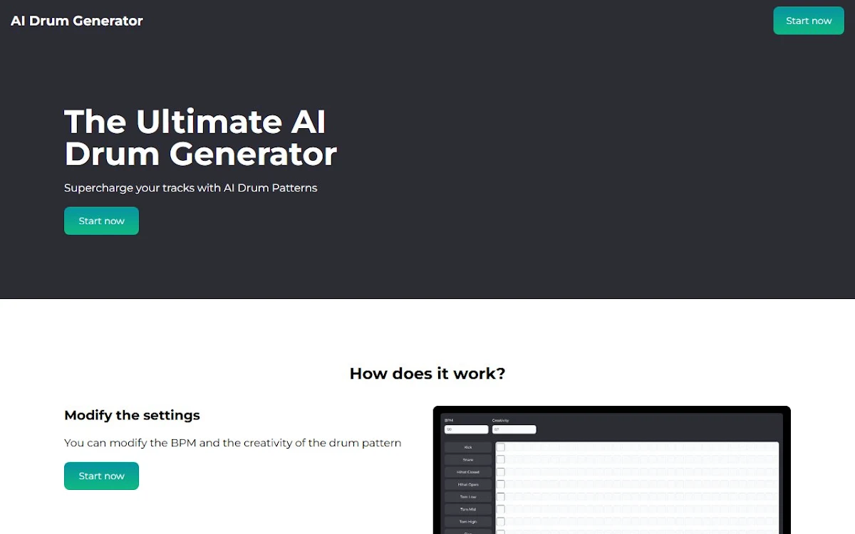 Captura de AI Drum Generator