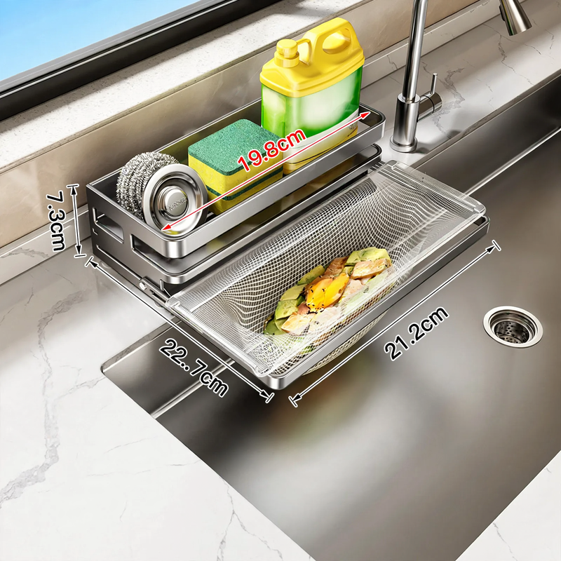 Kitchen rack with draining rack and mesh nets