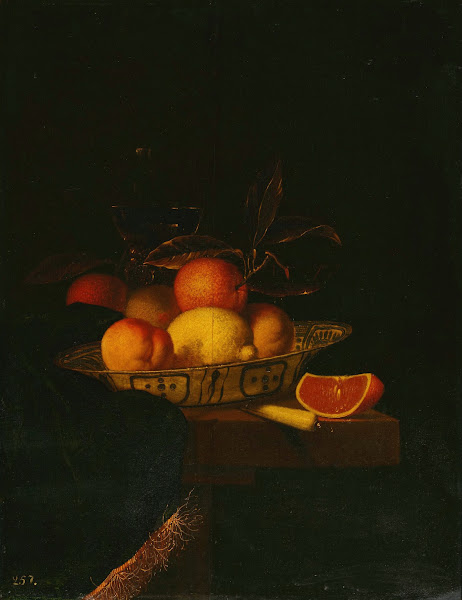 Still life ofassorted fruit in a Wanli porcelain bowl