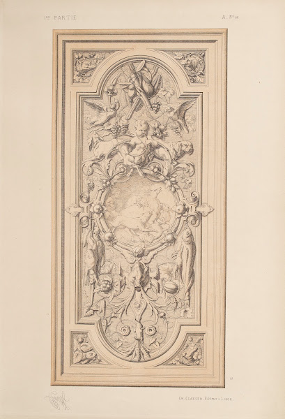 Panneau bois sculpté Sujets de chasse et de pèche 1866