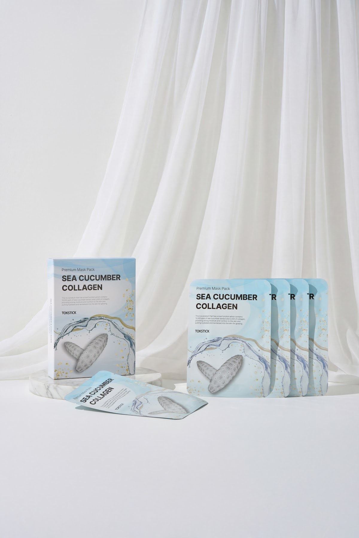 회사 소개 페이지용 마스크팩 패키지 연출컷