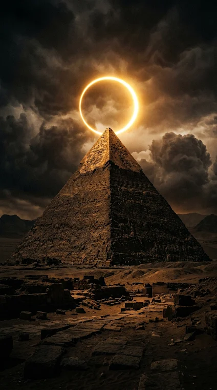 Pyramid Under Solar Eclipse