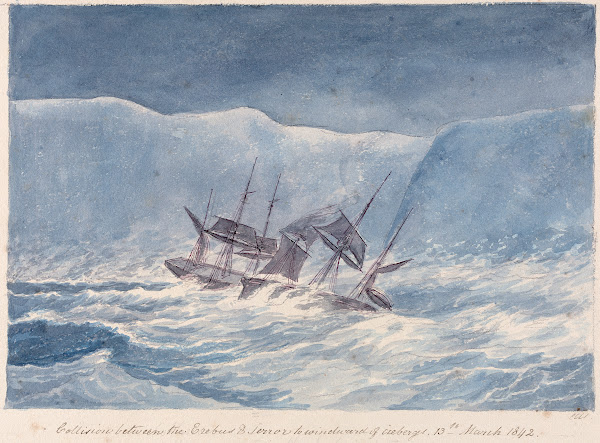 Collision Between the Erebus  Terrror to Windward of Icebergs 13th March 1842