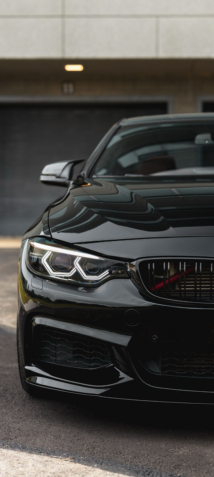 Black BMW M4 Front Detail - Automotive Photography Full HD iPhone Wallpaper (1080x2400)