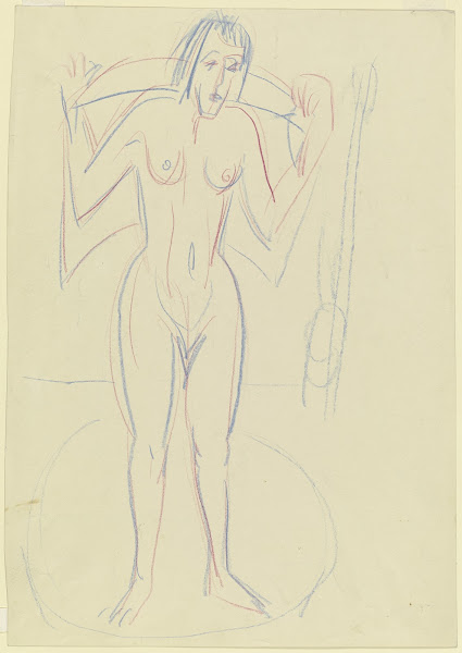 Stehende Frau im Tub sich abtrocknend ca 1924