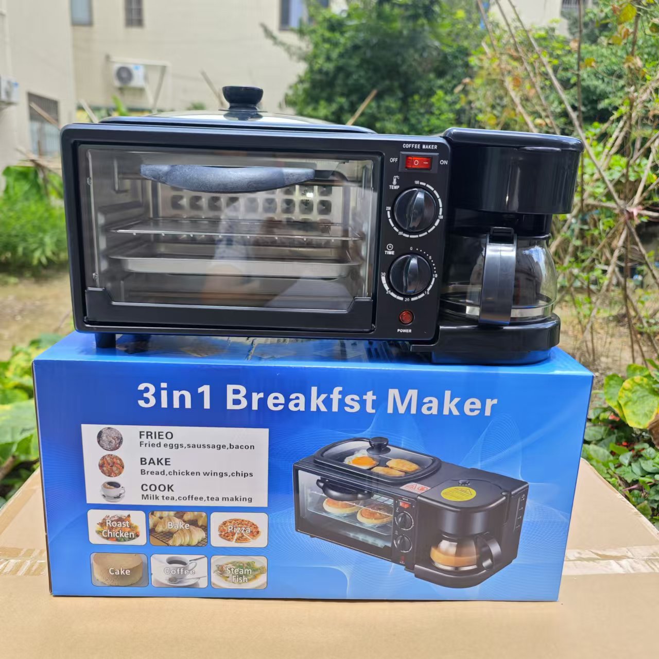 3-in-1 Breakfast Machine with Toaster and Mini Oven