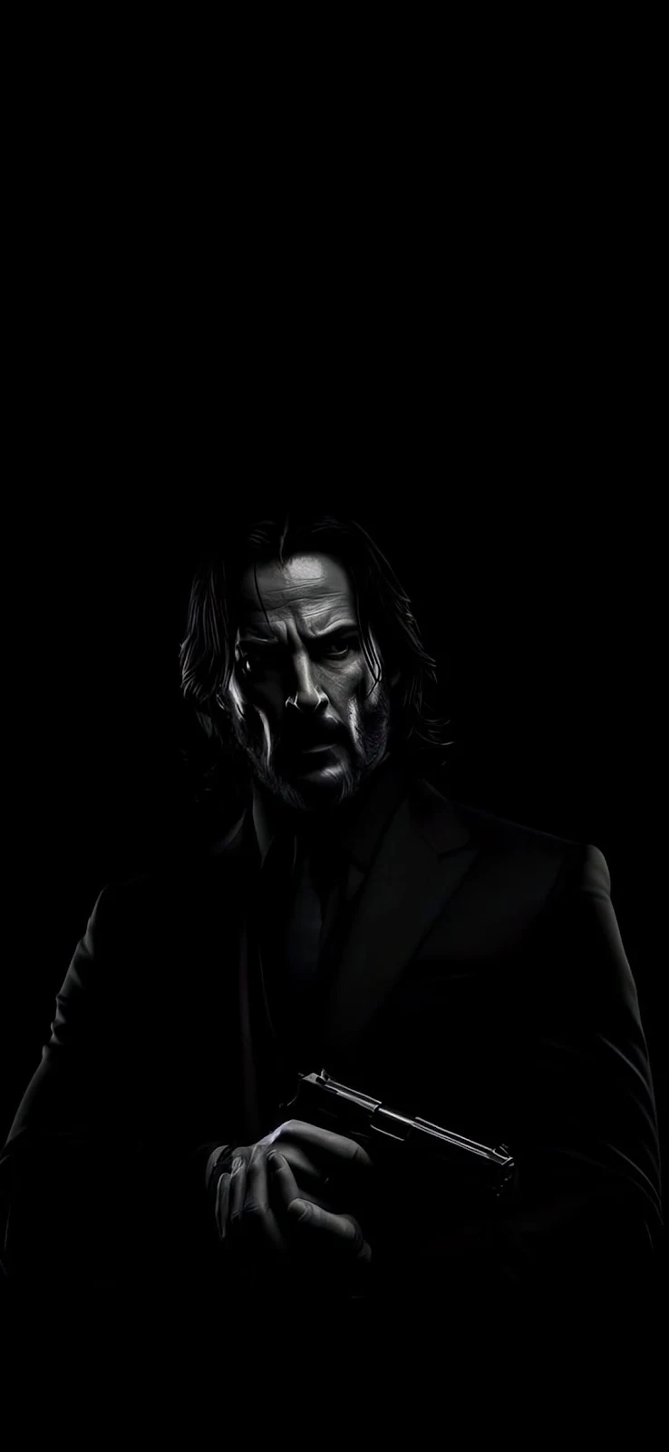 John Wick Shadowy Portrait - Digital Portrait Full HD iPhone Wallpaper (1080x2342)