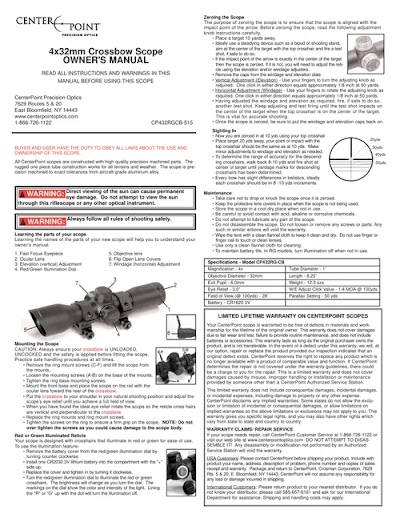 centerpoint 4x32mm crossbow scope