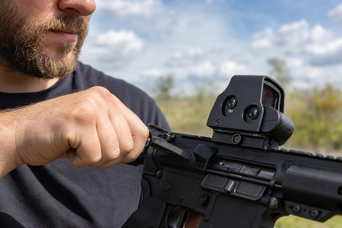 ambidextrous charging handle operation on an AR-15