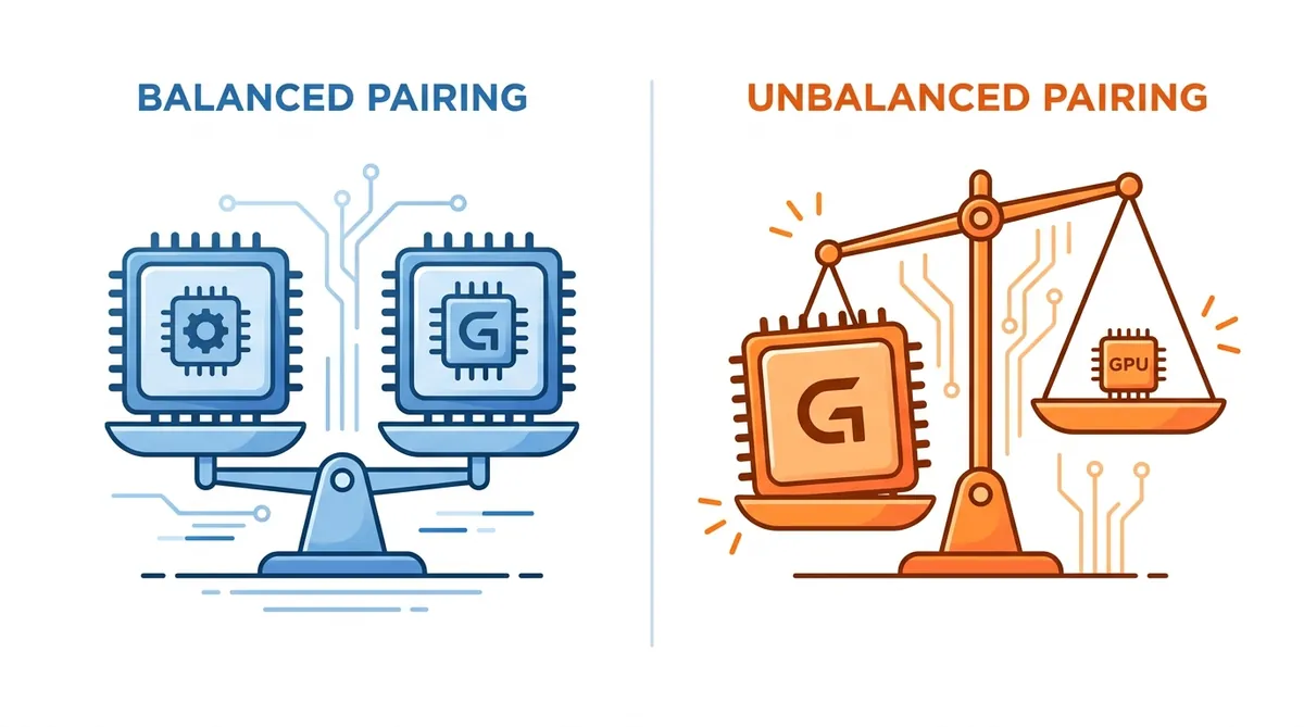 Perbandingan pairing CPU dan GPU seimbang versus timpang
