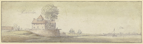 Ein Kirchlein unter einem Baum bei Rodenkirchen am Rhein in der Ferne die Stadts