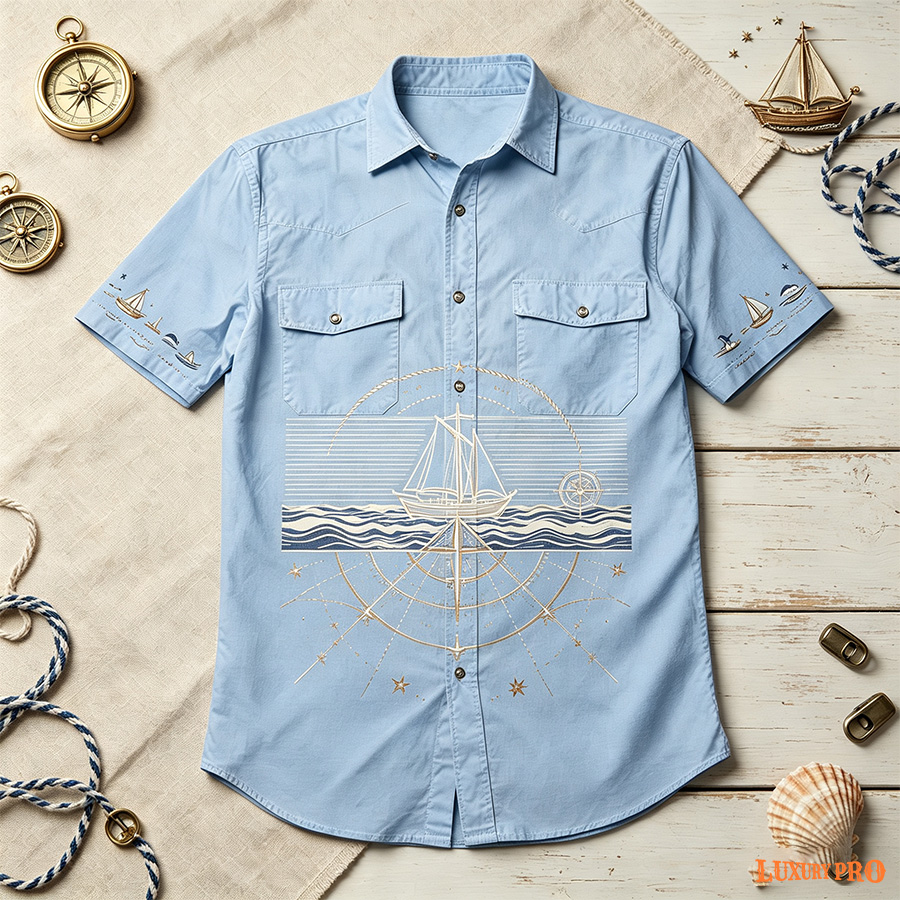AOP Alloy Button PTB Double Pocket Hawaiian Shirt