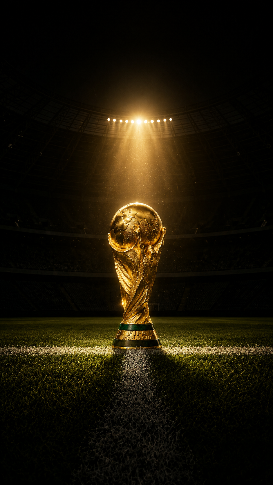 Gold Football Trophy Under Stadium Spotlight Wallpaper - Free 4K mobile Wallpaper