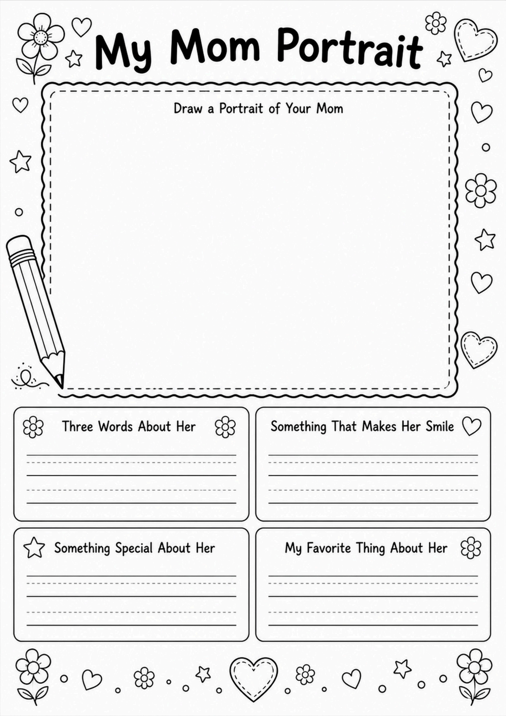 My Mom Portrait Worksheet