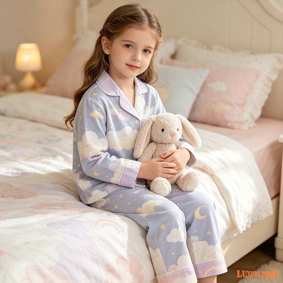 AOP HY Children's Long Sleeve Shirt and Pants Pajama Set