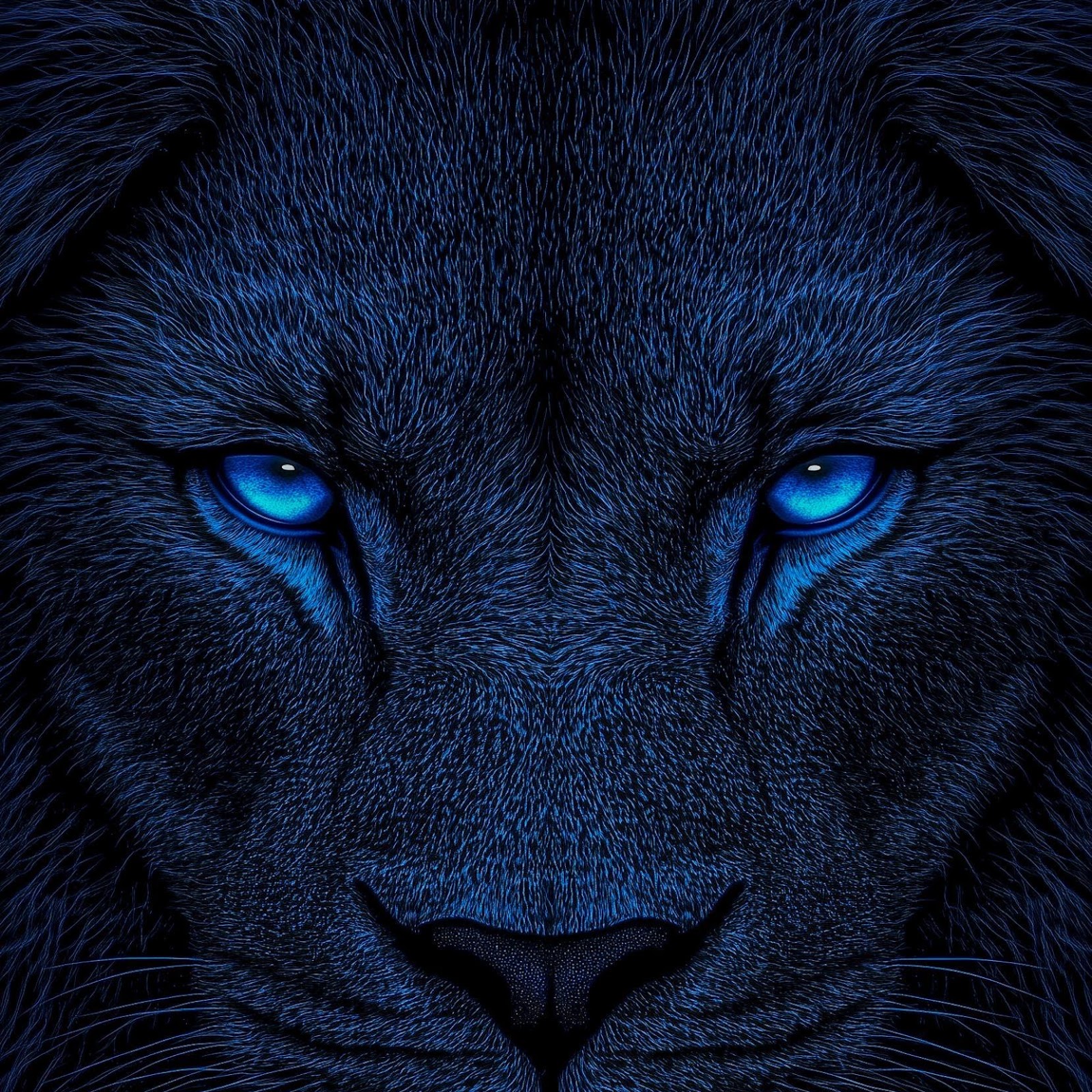 Download Fierce Blue Lion Portrait 2K iPhone