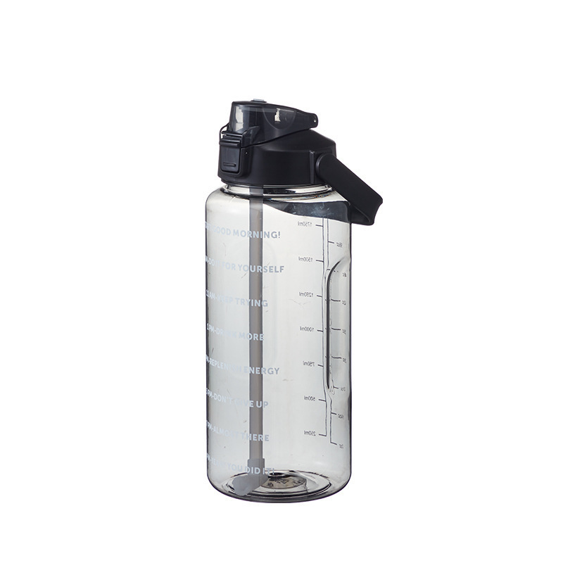 Sport water bottle 2 L with scale and straw