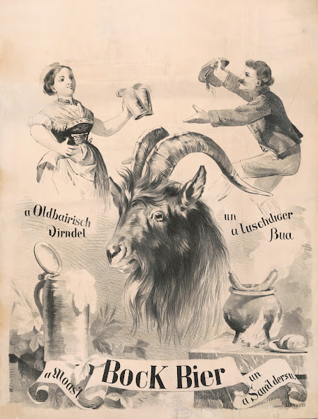 A Oldbairisch Dirndel un a luschdiger Bua bock bier a Moast un a Samldersu 1884