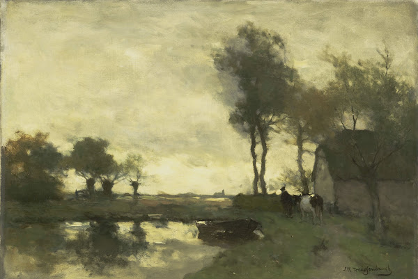 Landschap met boerderij bij een plas 1870   1903