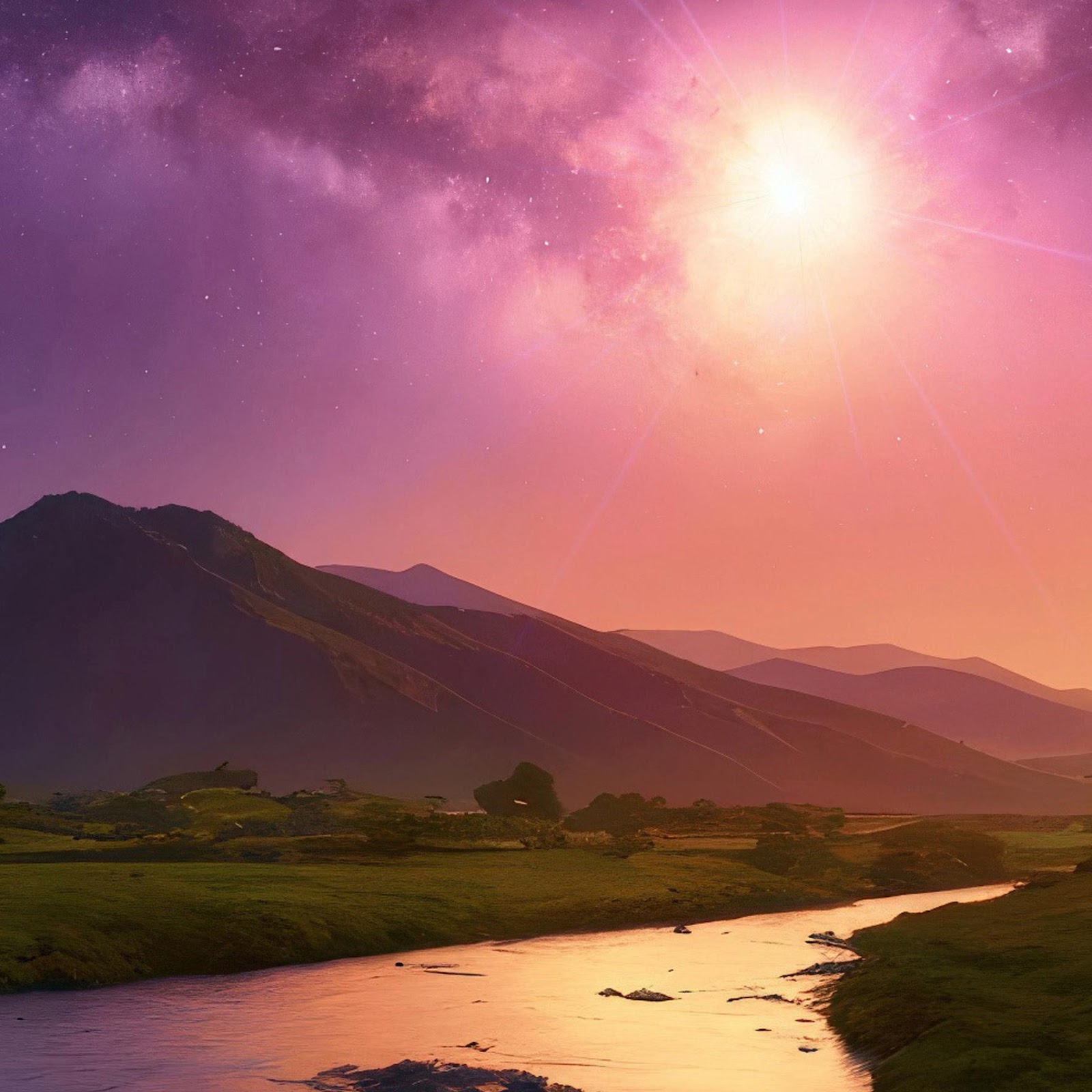 Download Ethereal River Under Purple Sky 2K iPhone