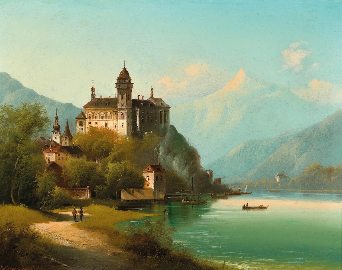 A Castle on a Mountain Lake