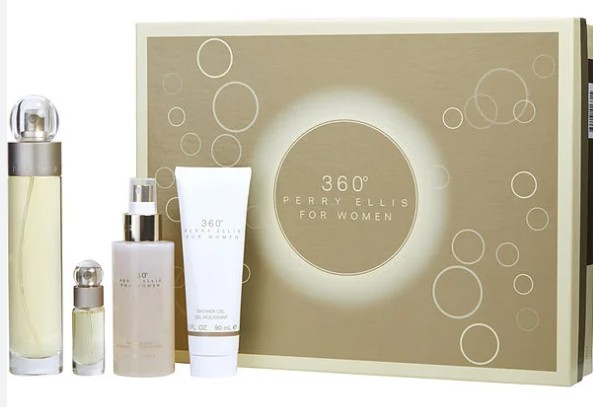 ESTUCHE PERRY ELLIS 360 MUJER 4PZS 100ML EDT + 7.5ML EDT + GEL DE BAÑO + SPLASH