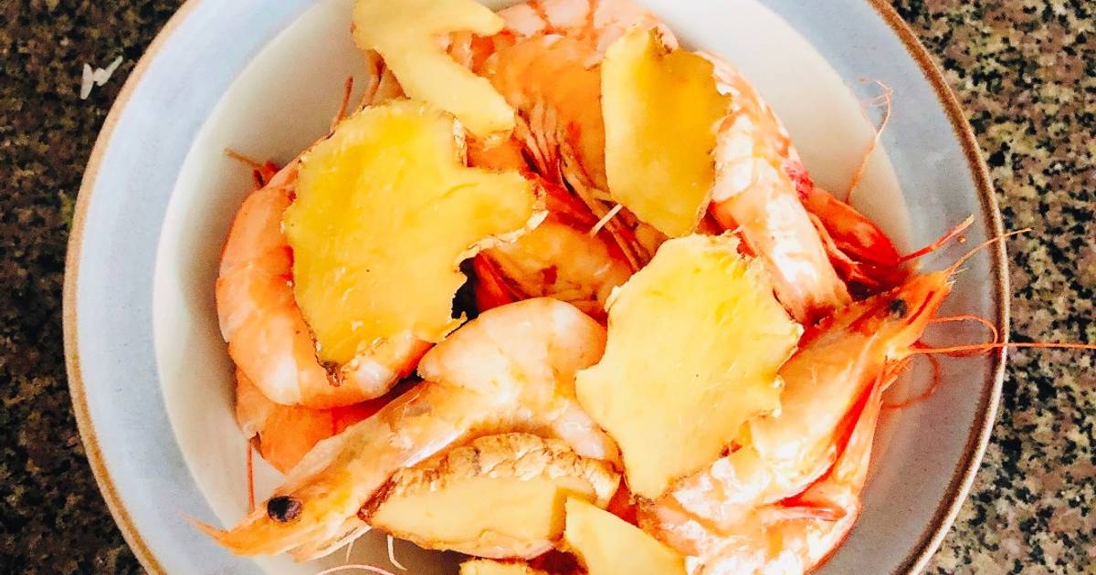 Tôm Biển Hấp Gừng