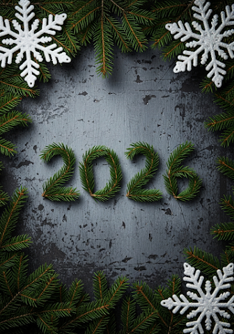 2026 Evergreen Wreath Background