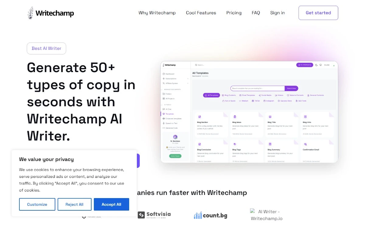 Captura de Writechamp.io