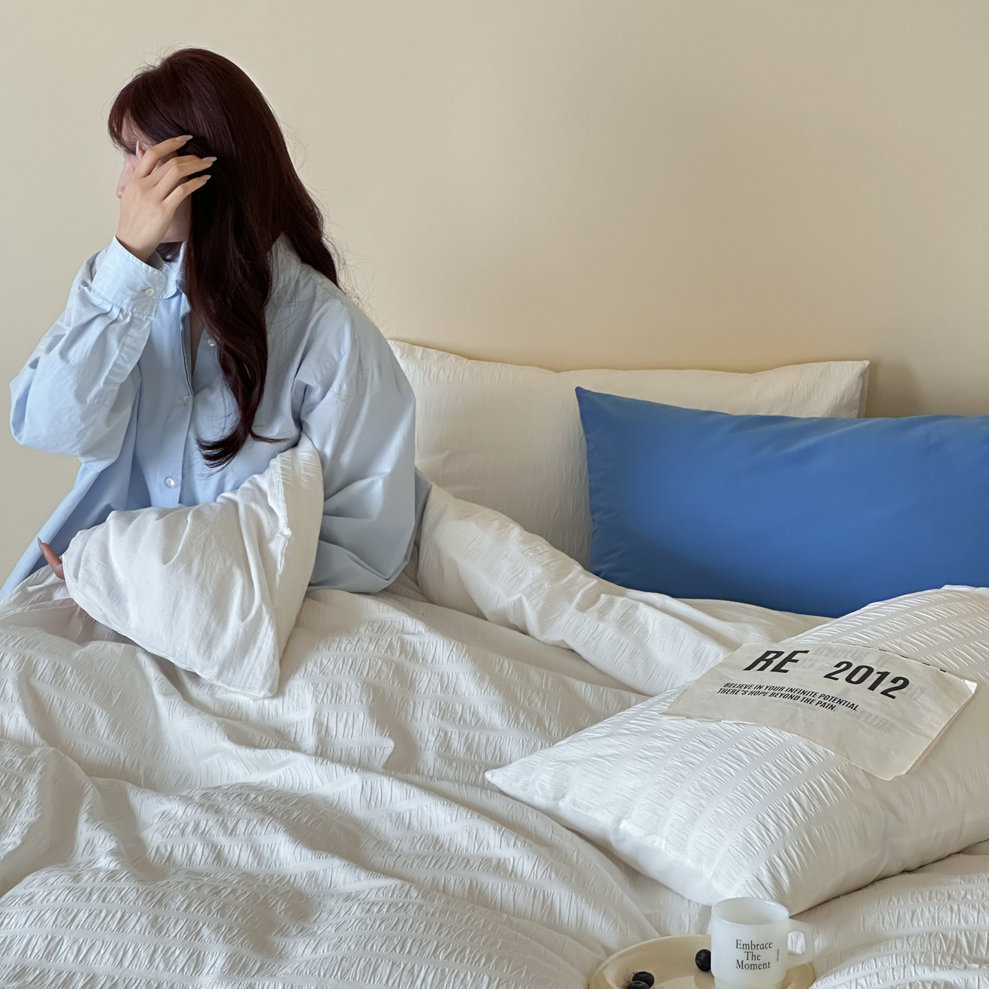 Seersucker-Bettwäsche-Set aus reiner Baumwolle