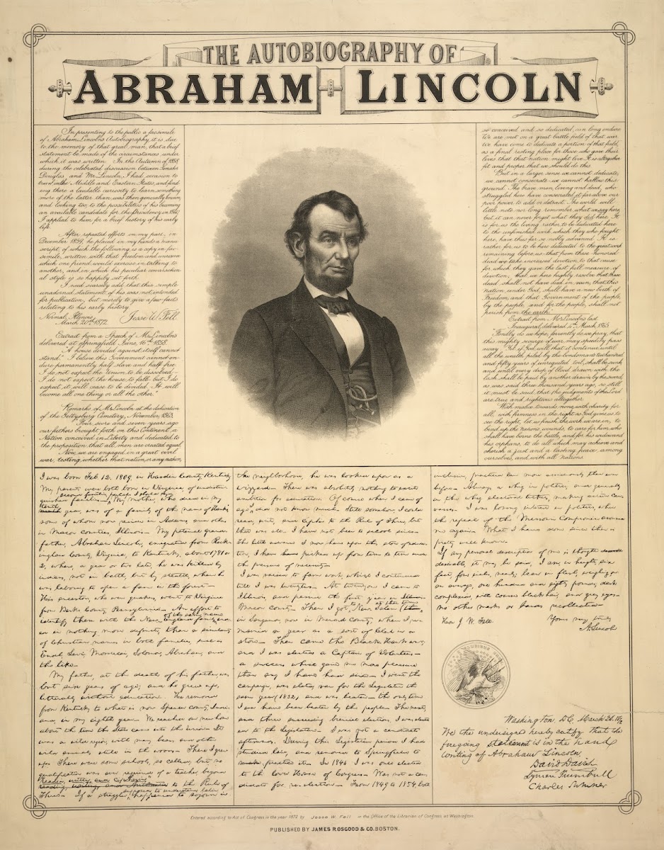 The Autobiography Of Abraham Lincoln 19th Century