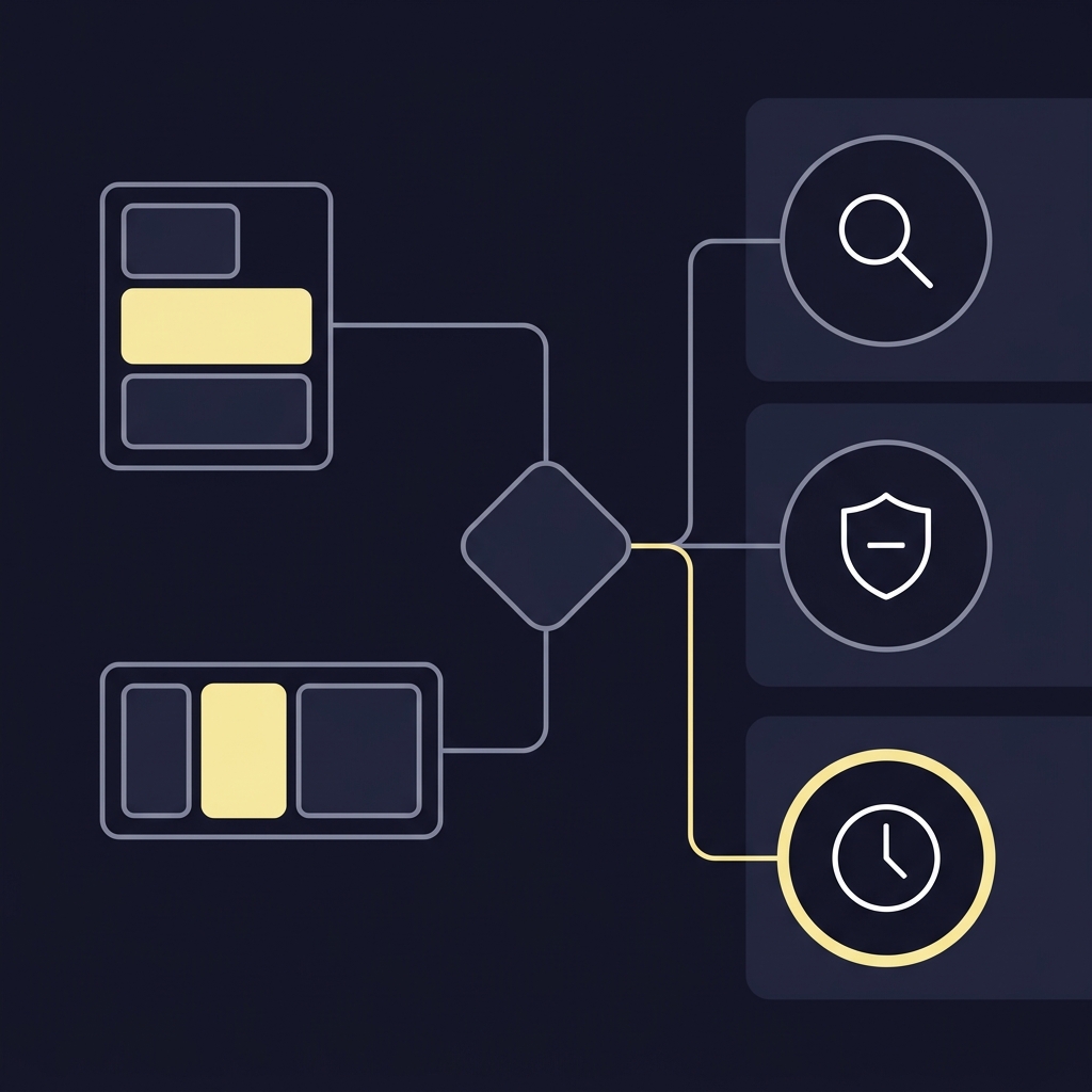 Minimalist 2D vector decision flow mapping drawdown depth and duration to actions with icons for review reduce exposure and continue monitoring Using Drawdown Charts to Understand Risk
