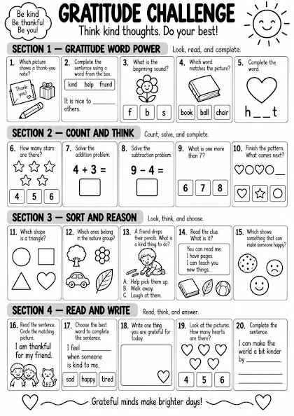 Gratitude Challenge Worksheet